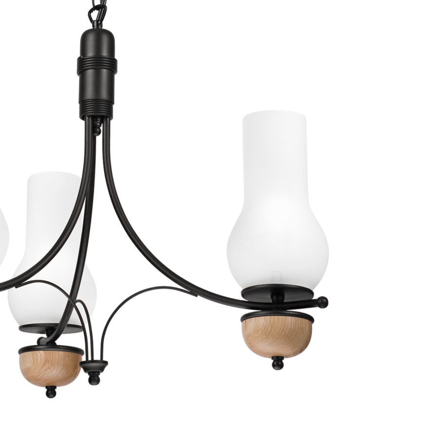 Brilagi - LED-lysekrone med kæde COTTAGE 3xE14/40W/230V eg/sort/hvid