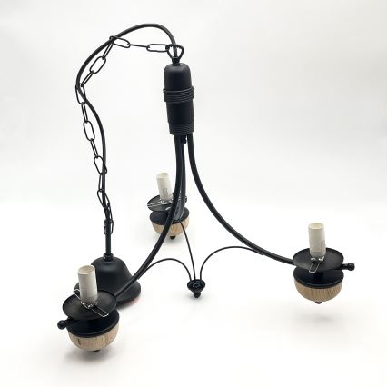 Brilagi - LED-lysekrone med kæde COTTAGE 3xE14/40W/230V eg/sort/hvid