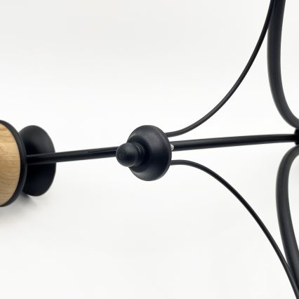 Brilagi - LED-lysekrone med kæde COTTAGE 3xE14/40W/230V eg/sort/hvid