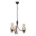 Brilagi - LED-lysekrone med kæde COTTAGE 3xE14/40W/230V eg/sort/røget beige