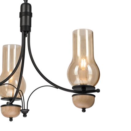 Brilagi - LED-lysekrone med kæde COTTAGE 3xE14/40W/230V eg/sort/røget beige