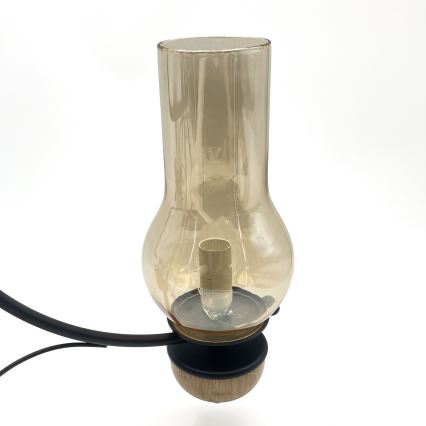Brilagi - LED-lysekrone med kæde COTTAGE 3xE14/40W/230V eg/sort/røget beige
