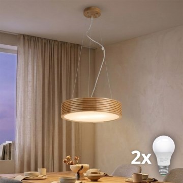 Brilagi - LED-lysekrone med wireophæng CARVALHO MODERN 2xE27/60W/230V eg Ø 37,5 cm