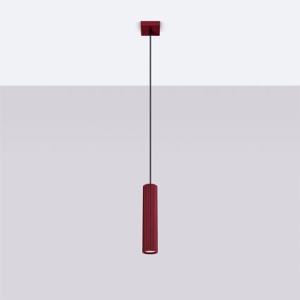 Brilagi - LED-lysekrone med wireophæng CRESTO 1xGU10/10W/230V bordeaux