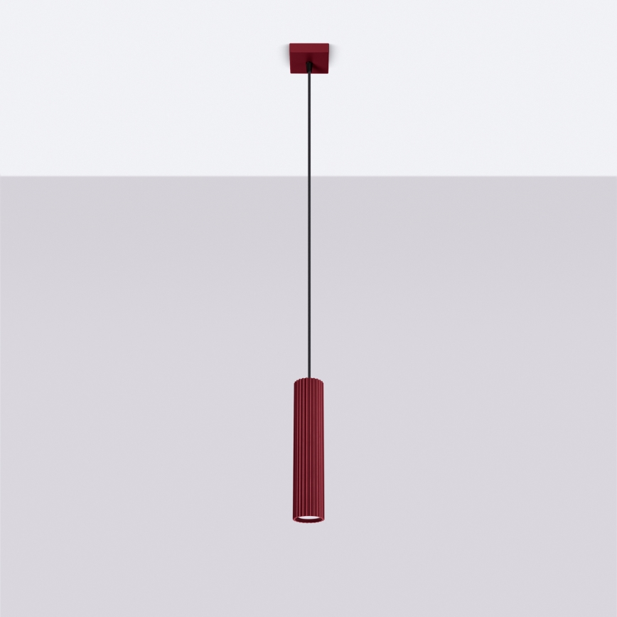 Brilagi - LED-lysekrone med wireophæng CRESTO 1xGU10/10W/230V bordeaux