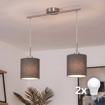 Brilagi - LED-lysekrone med wireophæng NUBILA 2x E27 / 60 W / 230 V antracit