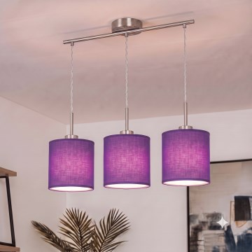 Brilagi - LED-lysekrone med wireophæng NUBILA 3xE27/60W/230V lilla