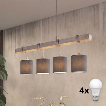 Brilagi - LED lysekrone med wireophæng NUBILA 4xE27/60W/230V grå/antracit