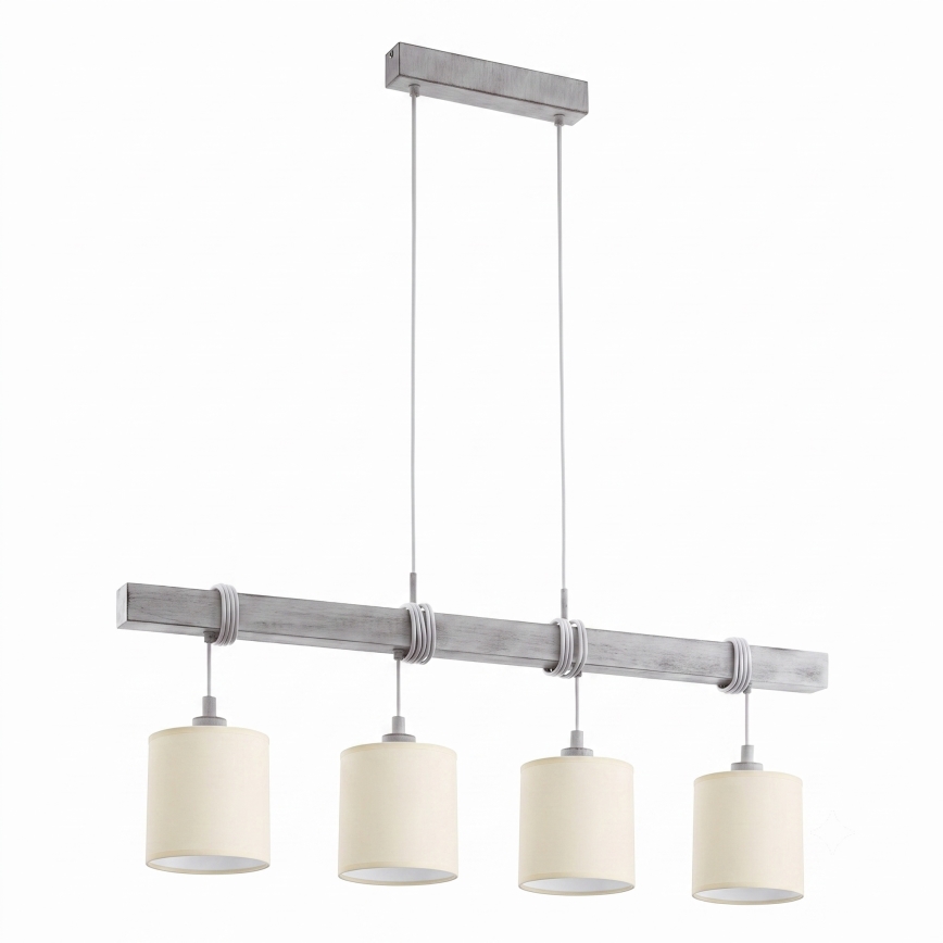 Brilagi - LED-lysekrone med wireophæng NUBILA 4xE27/60W/230V grå/creme
