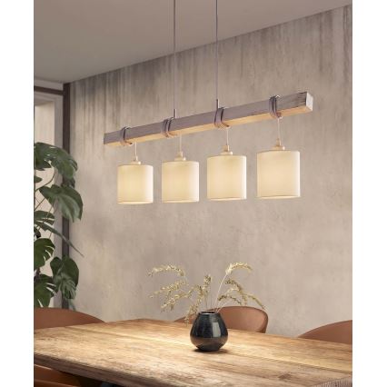 Brilagi - LED-lysekrone med wireophæng NUBILA 4xE27/60W/230V grå/creme