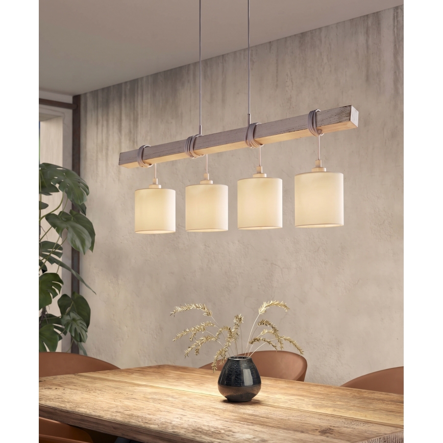 Brilagi - LED-lysekrone med wireophæng NUBILA 4xE27/60W/230V grå/creme