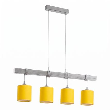 Brilagi - LED-lysekrone med wireophæng NUBILA 4xE27/60W/230V grå/gul