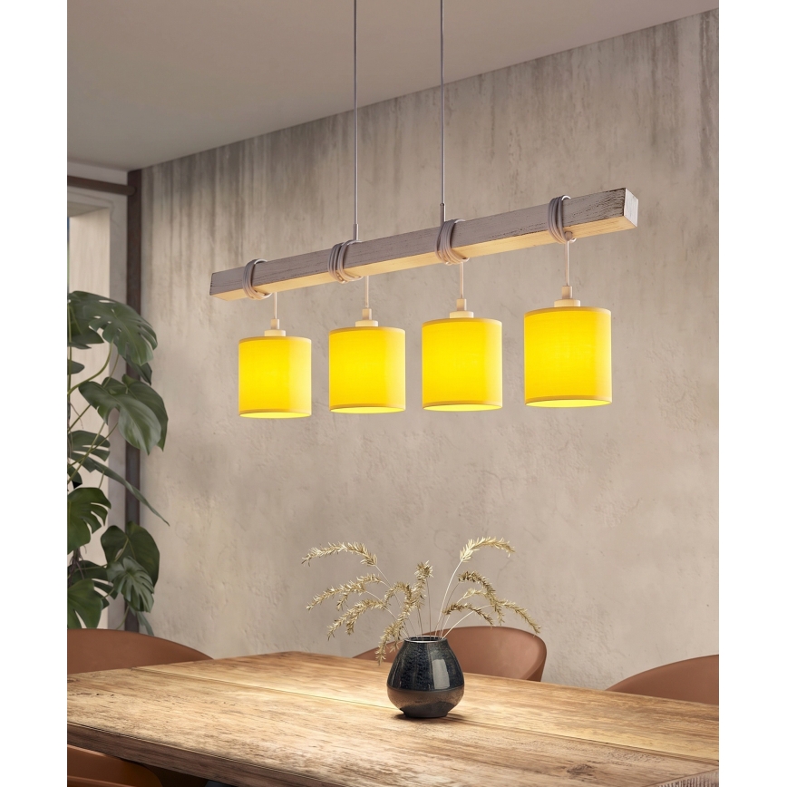 Brilagi - LED-lysekrone med wireophæng NUBILA 4xE27/60W/230V grå/gul