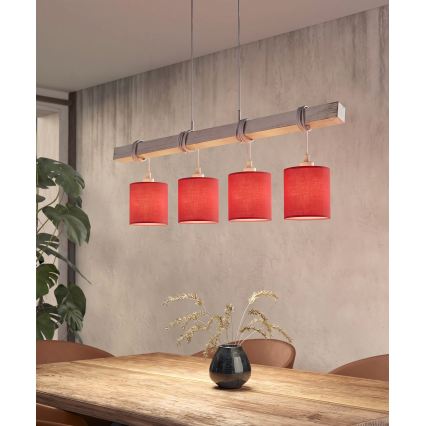 Brilagi - LED-lysekrone med wireophæng NUBILA 4xE27/60W/230V grå/rød