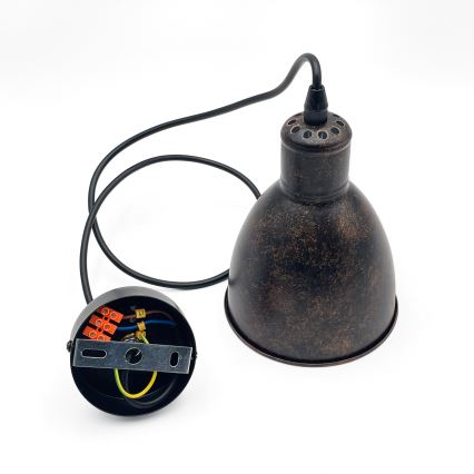 Brilagi - LED-lysekrone med wireophæng RIDDY 1xE27/60W/230V kobber/patina