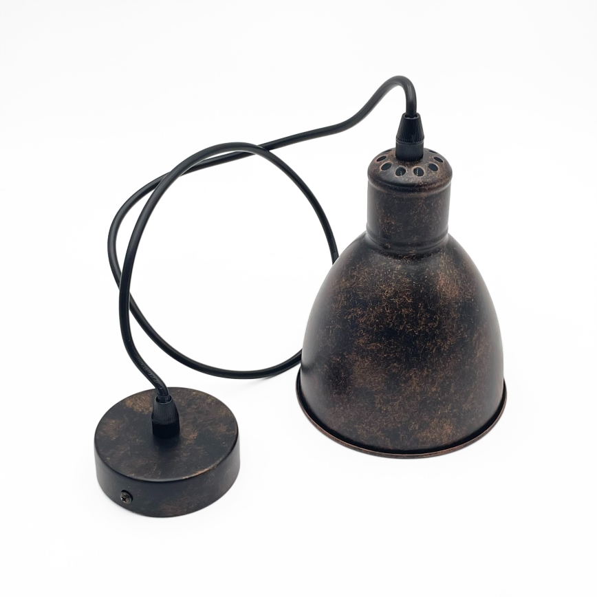 Brilagi - LED-lysekrone med wireophæng RIDDY 1xE27/60W/230V kobber/patina