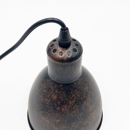 Brilagi - LED-lysekrone med wireophæng RIDDY 1xE27/60W/230V kobber/patina