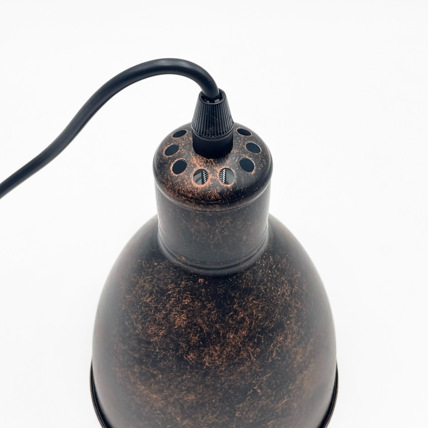 Brilagi - LED-lysekrone med wireophæng RIDDY 1xE27/60W/230V kobber/patina