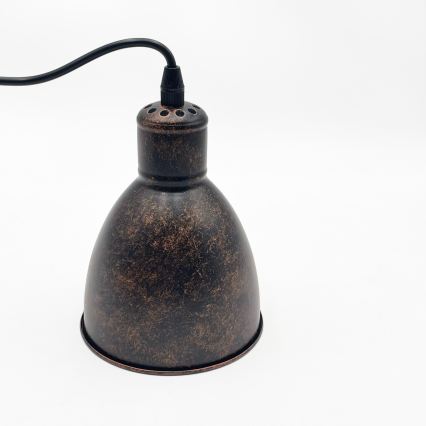 Brilagi - LED-lysekrone med wireophæng RIDDY 1xE27/60W/230V kobber/patina