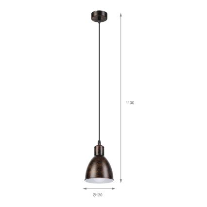 Brilagi - LED-lysekrone med wireophæng RIDDY 1xE27/60W/230V kobber/patina