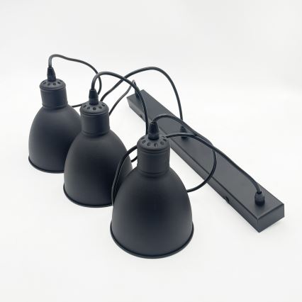 Brilagi - LED-lysekrone med wireophæng RIDDY 3xE27/60W/230V sort