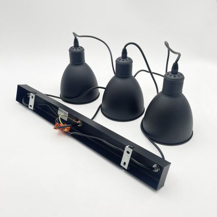 Brilagi - LED-lysekrone med wireophæng RIDDY 3xE27/60W/230V sort