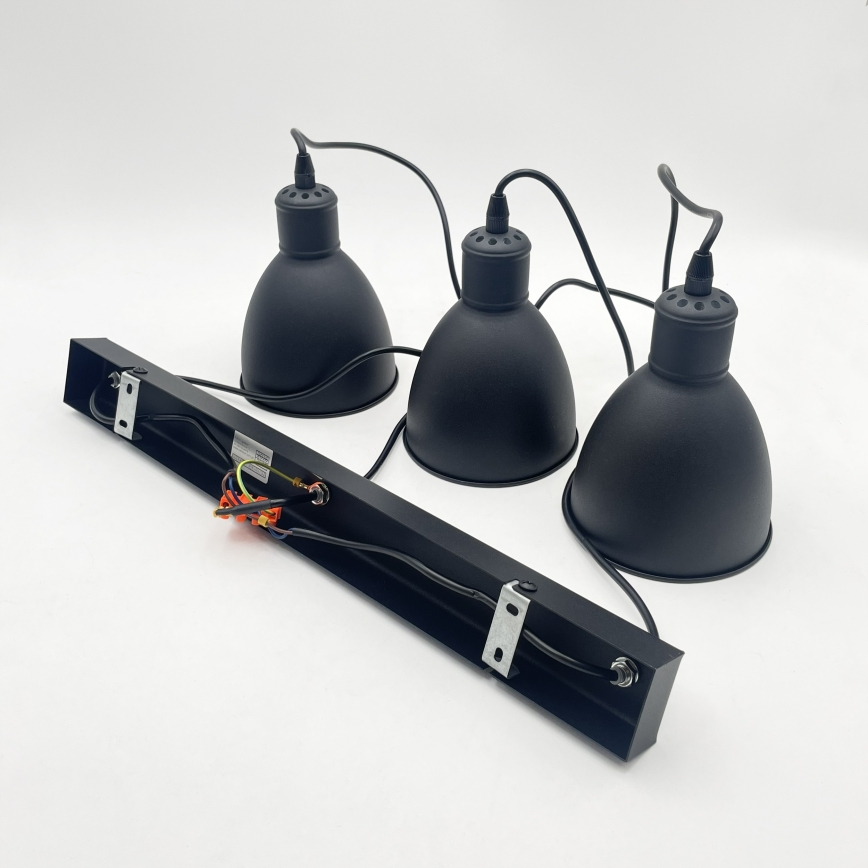 Brilagi - LED-lysekrone med wireophæng RIDDY 3xE27/60W/230V sort
