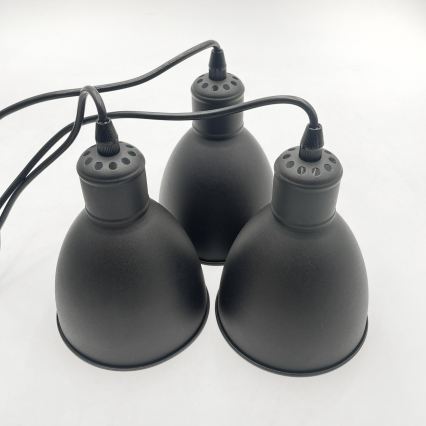 Brilagi - LED-lysekrone med wireophæng RIDDY 3xE27/60W/230V sort