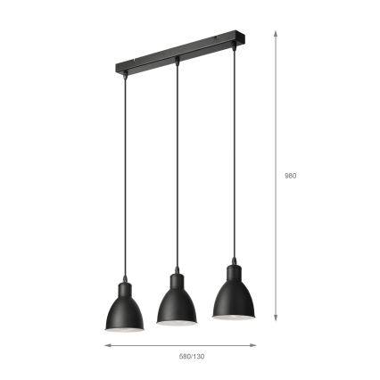 Brilagi - LED-lysekrone med wireophæng RIDDY 3xE27/60W/230V sort