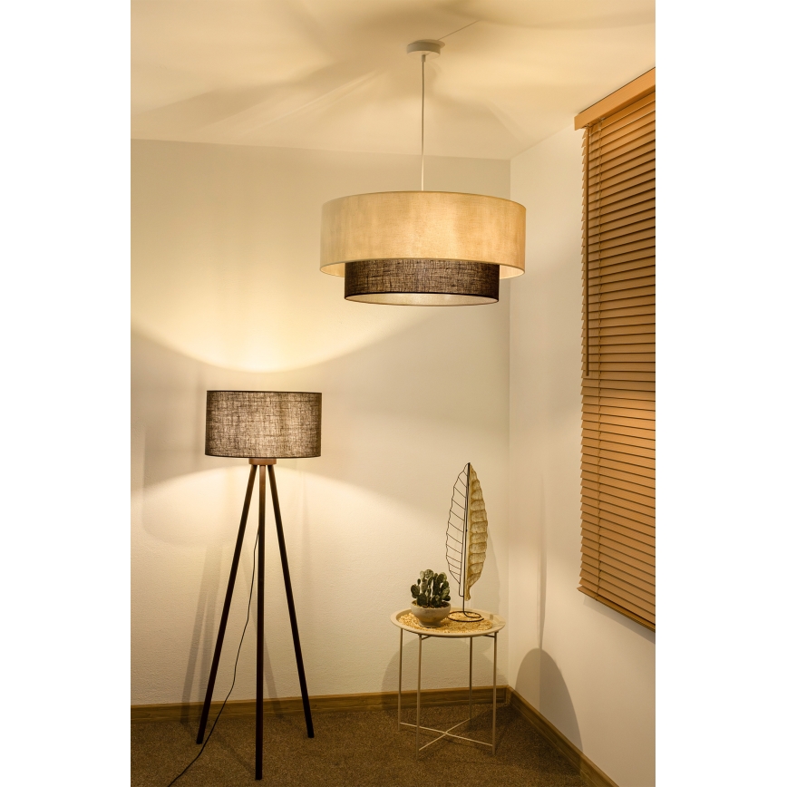 Brilagi - LED-lysekrone på kabel BOHO-stil 3xE27/15W/230V Ø 60 cm creme/brun