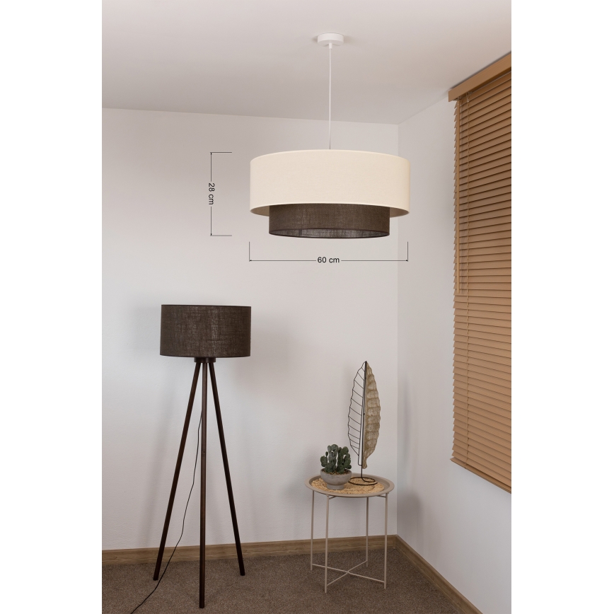 Brilagi - LED-lysekrone på kabel BOHO-stil 3xE27/15W/230V Ø 60 cm creme/brun