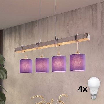 Brilagi - LED-lysekrone på kabel NUBILA 4xE27/60W/230V grå/lilla