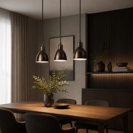 Brilagi - LED-lysekrone på kabel RIDDY 3xE27/60W/230V kobber/patina
