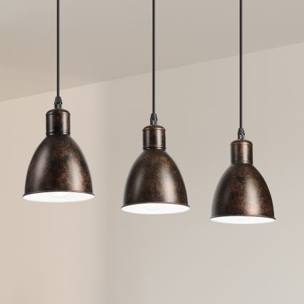 Brilagi - LED-lysekrone på kabel RIDDY 3xE27/60W/230V kobber/patina