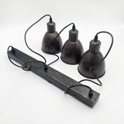 Brilagi - LED-lysekrone på kabel RIDDY 3xE27/60W/230V kobber/patina