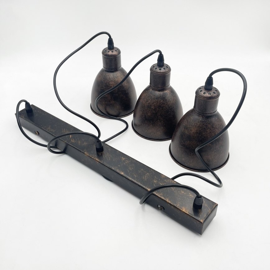 Brilagi - LED-lysekrone på kabel RIDDY 3xE27/60W/230V kobber/patina
