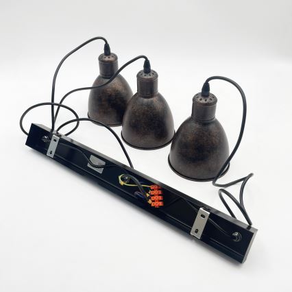 Brilagi - LED-lysekrone på kabel RIDDY 3xE27/60W/230V kobber/patina