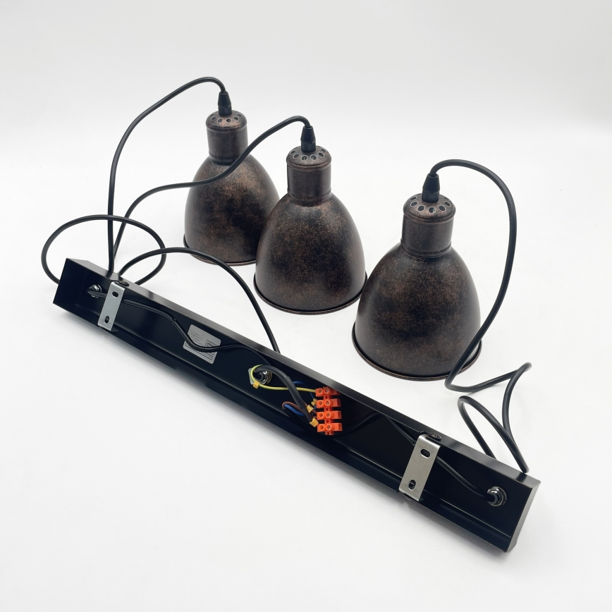 Brilagi - LED-lysekrone på kabel RIDDY 3xE27/60W/230V kobber/patina