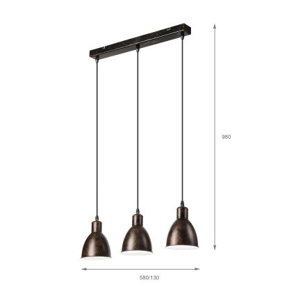 Brilagi - LED-lysekrone på kabel RIDDY 3xE27/60W/230V kobber/patina