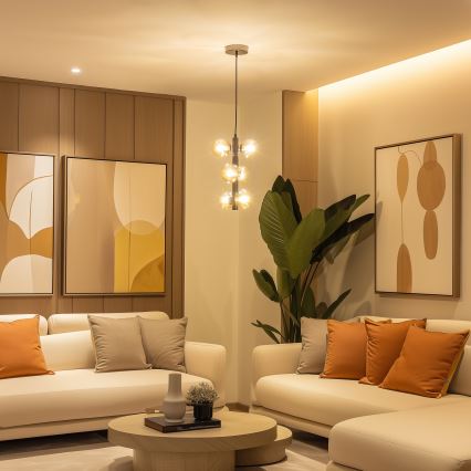 Brilagi - LED-lysekrone på ledning MILLA 6xG9/3W/230V sort krom/guld