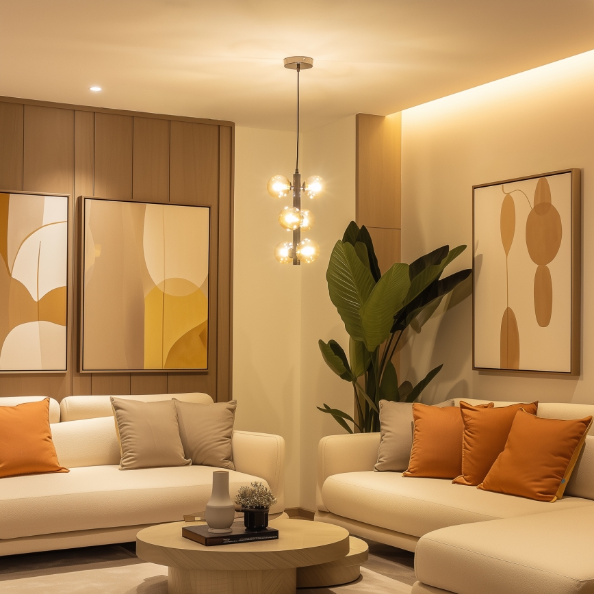 Brilagi - LED-lysekrone på ledning MILLA 6xG9/3W/230V sort krom/guld