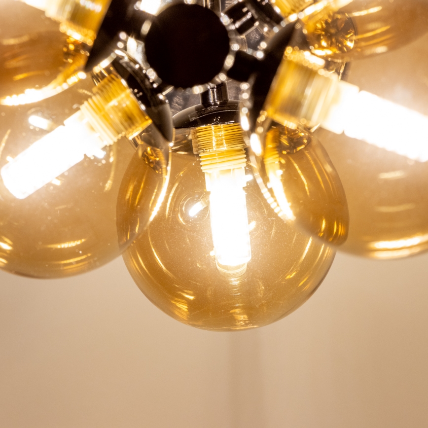 Brilagi - LED-lysekrone på ledning MILLA 6xG9/3W/230V sort krom/guld