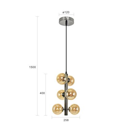 Brilagi - LED-lysekrone på ledning MILLA 6xG9/3W/230V sort krom/guld