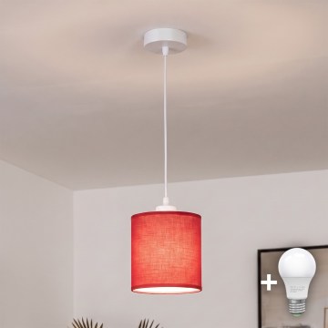 BRILAGI - LED-lysekrone på ledning NUBILA 1xE27/60W/230V Ø 14 cm hvid/rød