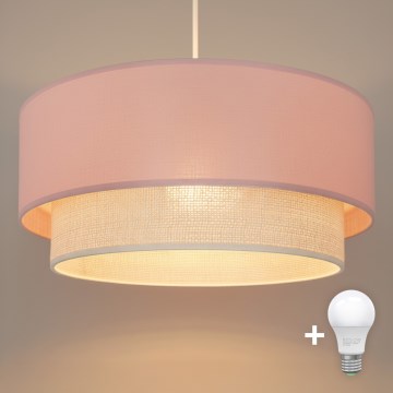 Brilagi - LED-lysekrone på wire BOHO BOBO 1xE27/10W/230V Ø 40 cm rosa/creme