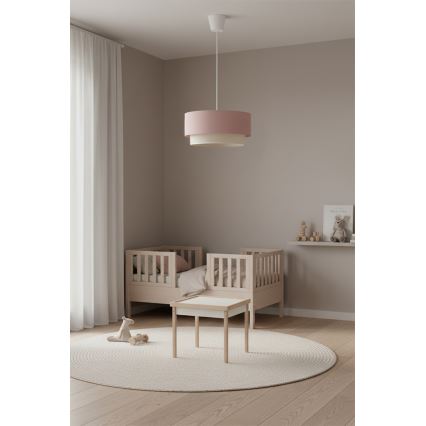 Brilagi - LED-lysekrone på wire BOHO BOBO 1xE27/10W/230V Ø 40 cm rosa/creme