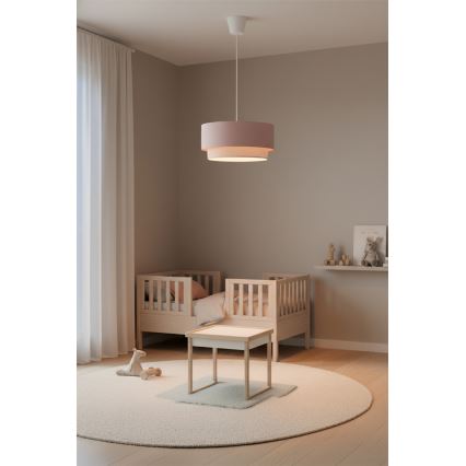 Brilagi - LED-lysekrone på wire BOHO BOBO 1xE27/60W/230V Ø 40 cm rosa/creme