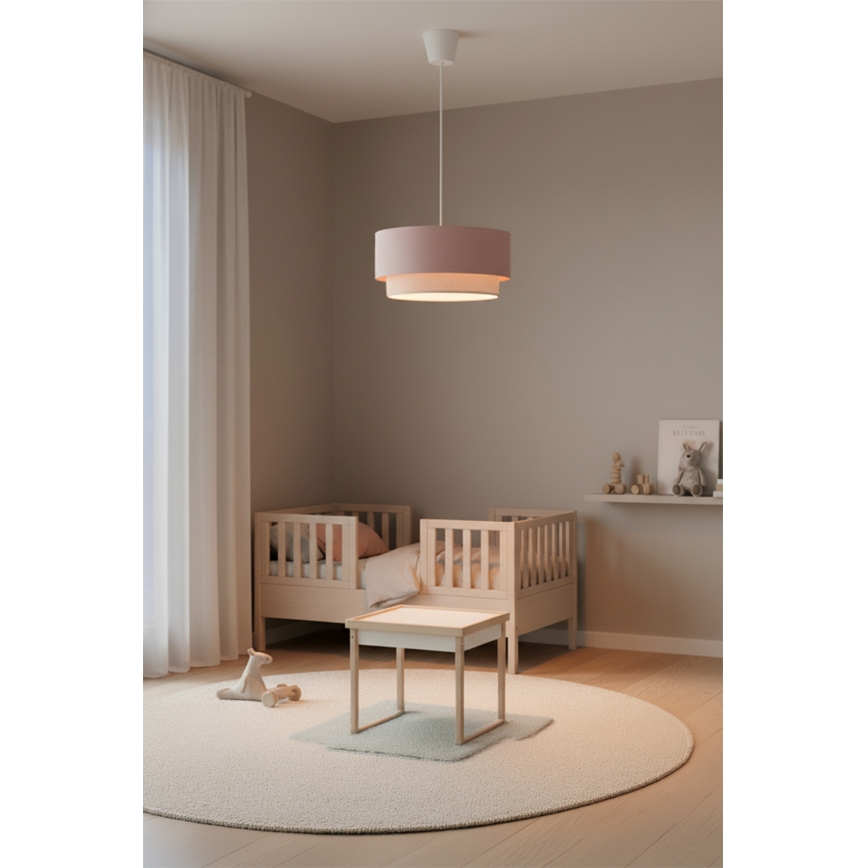 Brilagi - LED-lysekrone på wire BOHO BOBO 1xE27/60W/230V Ø 40 cm rosa/creme