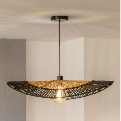 Brilagi - LED-lysekrone på wire CERIA BOHO 1xE27/40W/230V Ø 50 cm sort/brun
