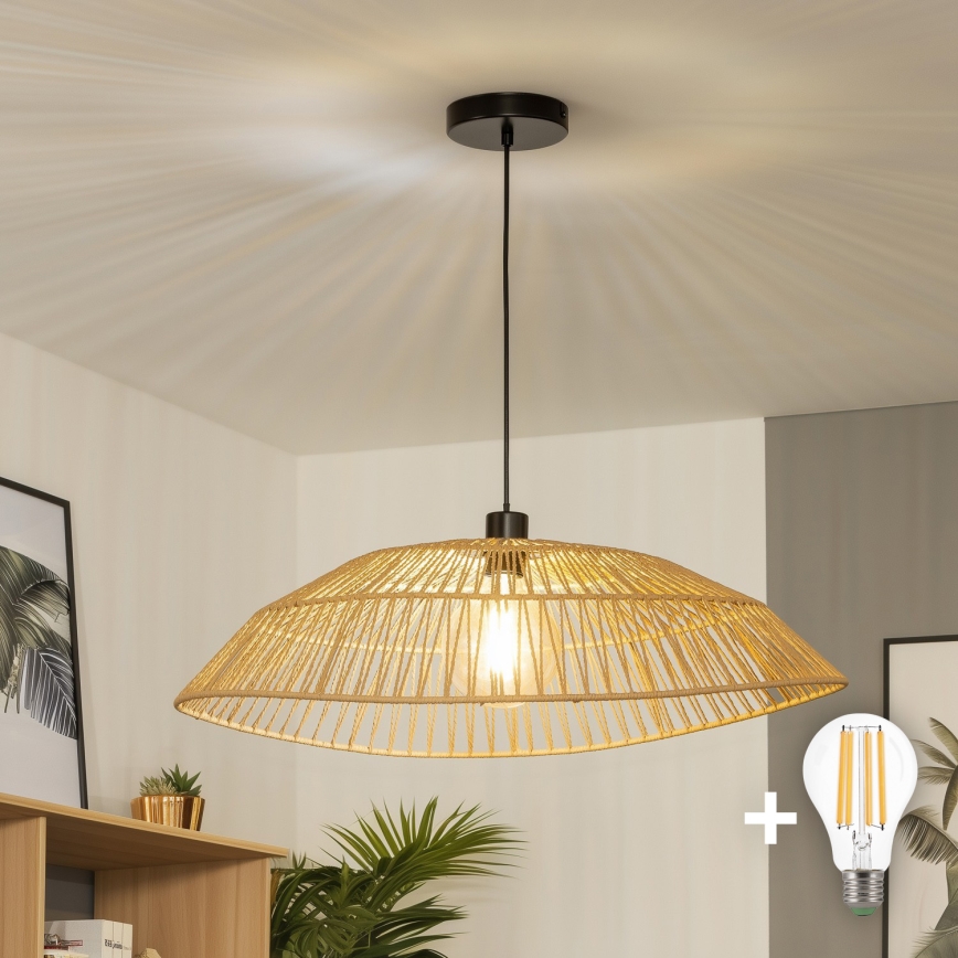 Brilagi - LED-lysekrone på wire CERIA BOHO 1xE27/40W/230V Ø 70 cm brun